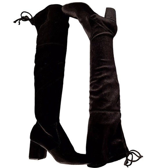 Charles by Charles David sz 6.5 YA black velvet OTK tall heeled boots - Picture 8 of 16